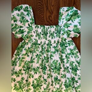 NWT Janie and Jack Floral Toile Smocked Puff Sleeve Dress
